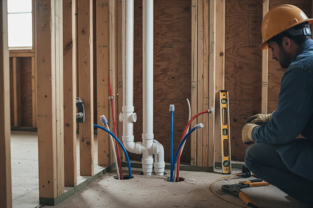 Drain and supply rough-in during Sump Pump Repair in Hartselle